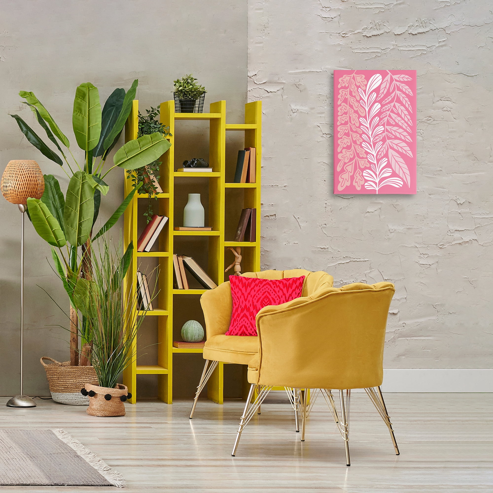 Stupell Industries Peach Pink Long Plants Plants & Flowers Painting Wrapped Canvas Art Print Wall Art, 16 x 24
