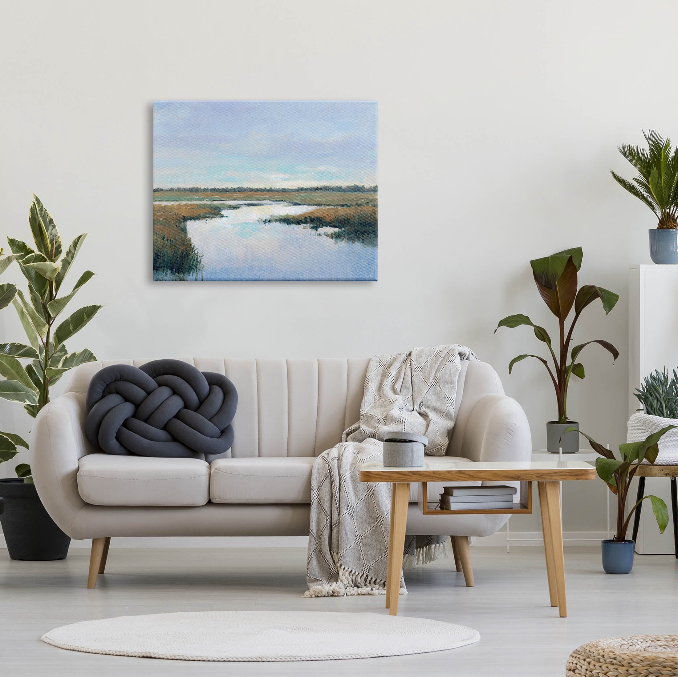Stupell Industries Rural River Horizon Landscape Painting Gallery Wrapped Canvas Print Wall Art, Design by Tim OToole