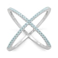 thumbnail image 1 of Precious Stars Rhodié Argent Sterling Dames Zircone Cubique Croix Croix 'X' Anneau, 1 of 2