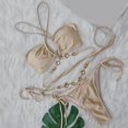 thumbnail image 2 of UTSJKR Women's Halter Shiny Crystal Bathing Suit Lace-up Cross Thong Brazilian Rhinestone Bikini Set Glitter Jeweled Swimsuit Khaki 6-8, 2 of 4
