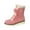 Pink, variant on Womens Boots Flat Feet Winter Warm Bottom Thick Bottom Round Head Lace Up Solid Color Plush Thickened Boots