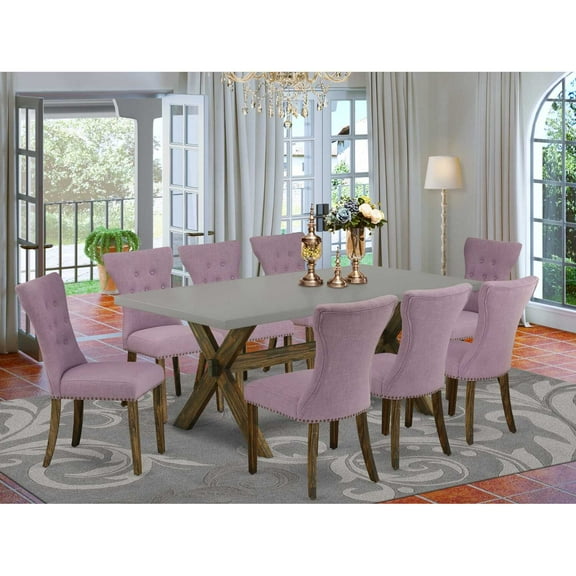 East West Furniture X777EL718-9 - 9-Piece Dining Room Set - 8 Parson Dining Chairs and Small Rectangular Table Hardwood Structure