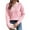 Pink, variant on Oksale V Neck Sweaters for Women Trendy Lace Ruffle Trim Winter Sweater Cozy Long Sleeve Jumper Casual Business Tops 2025 Black XL