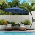 thumbnail image 2 of LAUSAINT HOME 11 FT Outdoor Patio Umbrella with Base, Aluminum Cantilever Umbrella with Crank, Navy Blue, 2 of 11