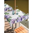 thumbnail image 2 of Outdoor Tablecloth with Umbrella Hole for Patio/Picnic/Party/Camping, Purple Flowers Waterproof Table Cloth Square Cover Washable, Spring Watercolor Floral Leaves Plants (60"x 60"), 2 of 8