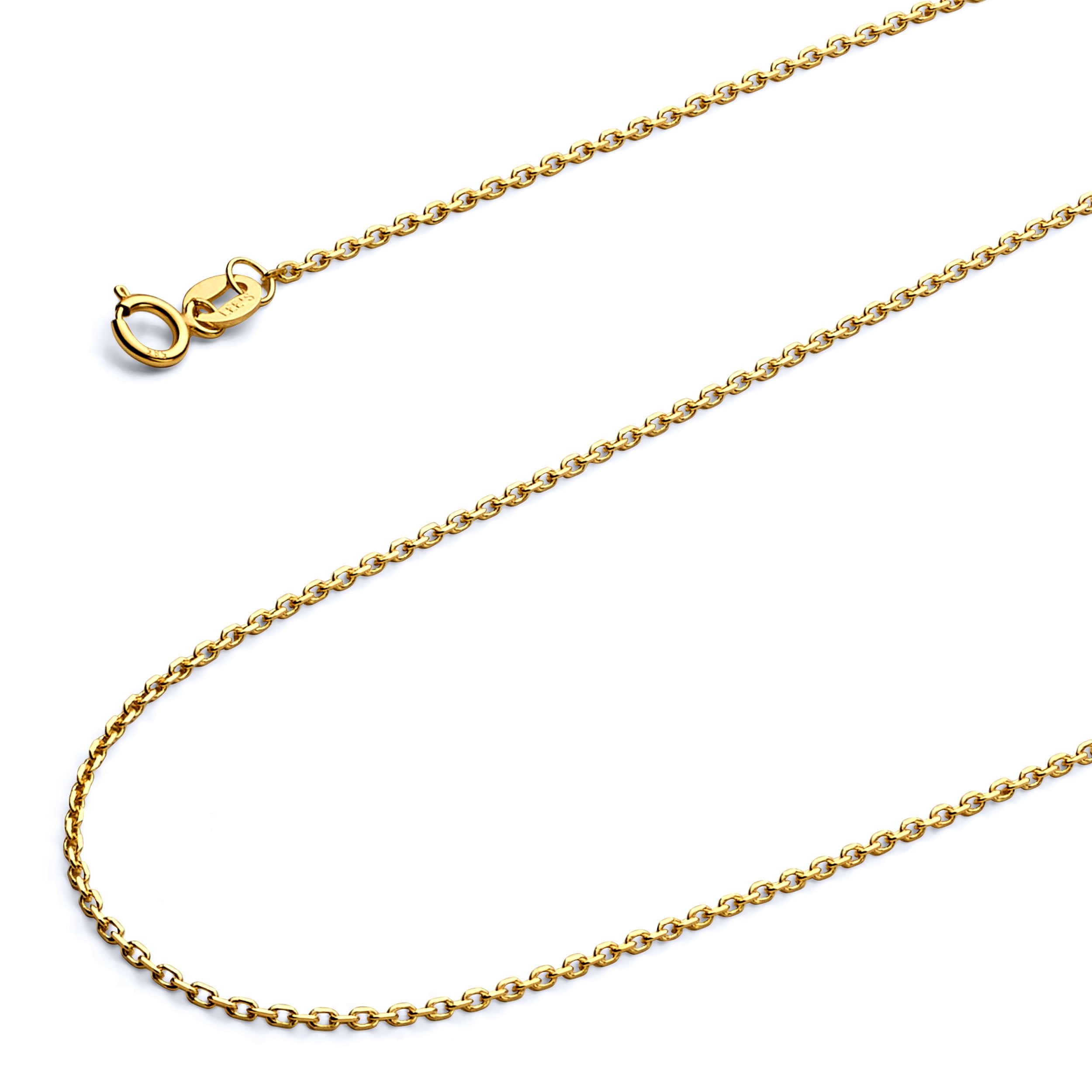 S-　Necklace　0.9mm　Oval　14k　Chain　Cut　Rolo　Yellow　Angle　Gold　Wellingsale　with