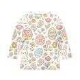 thumbnail image 4 of Easter Eggs Shirts for Girls 3/4 Sleeve Bunny Graphic Print Casual Tees Kids Summer Crew Neck Funny Blouses, Beige 150, 4 of 4