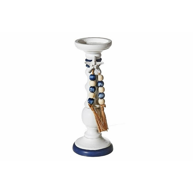 IH Casa Decor Pillar Candle Holder With Beaded Garland 11.25"