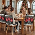 thumbnail image 5 of Merry Christmas Chair Covers Set of 8 Red Xmas Balls Poinsettia Black White Plaid Chair Back Covers Stretch Removable Washable Slipcovers Protector for Dining Room Kitchen Party Decor, 5 of 5