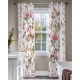 thumbnail image 4 of Spring Floral Sheer Curtains 84 Inch Length 2 Panels Set for Living Room/Bedroom, Retro Pink Orchid Flowers Leaves Botanical Kitchen Curtains Grommet Semi-Sheer Curtains Window Treatments 42"x84"x2, 4 of 7