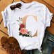 thumbnail image 1 of Nombre personalizado letra combinación moda mujer camiseta flor letra fuente ABCDEFG manga corta Tops negro camiseta ropa Tan Jianjun unisex, 1 of 2