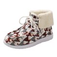 thumbnail image 5 of Rokment Christmas Snow Boots for Women 2025 Winter Xmas Festival Fleece Lined Wide Width Combat Flat Warm Fold over Ankle Booties Beige Size 6.5, 5 of 6