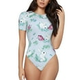 thumbnail image 2 of Goofa Rabbit And Butterfly Printed Women Rash Guard Short Sleeve,Tummy control Swimsuit Surfing Swimsuit Bathing Suit One Piece Swimsuit UPF 50-X-Large, 2 of 9
