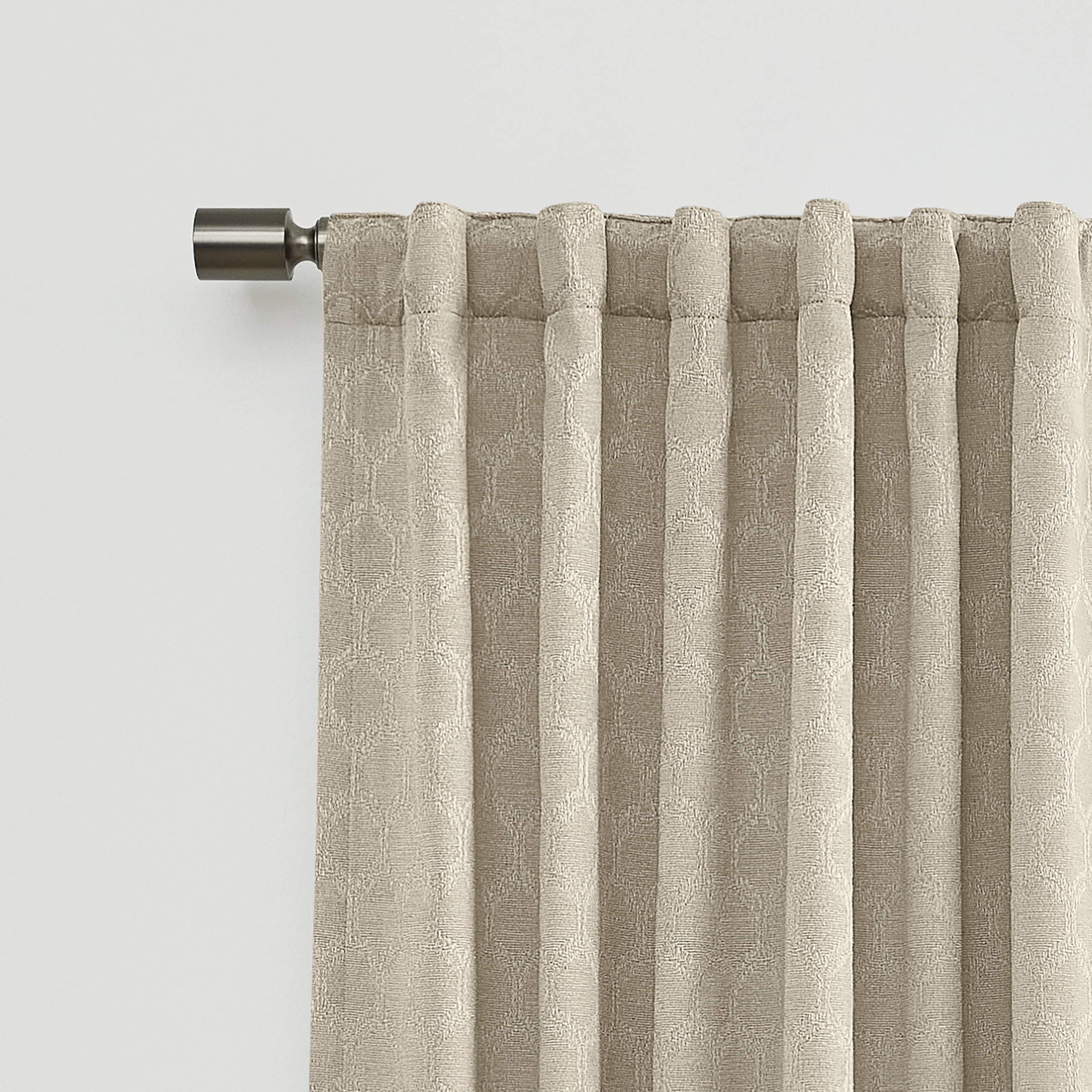 (2 pack) Better Homes & Gardens Jacquard Velvet Blackout Rod Pocket/Back Tab Single Curtain Panel, 1-Piece, Almond Biscuit, 50" W x 84" L