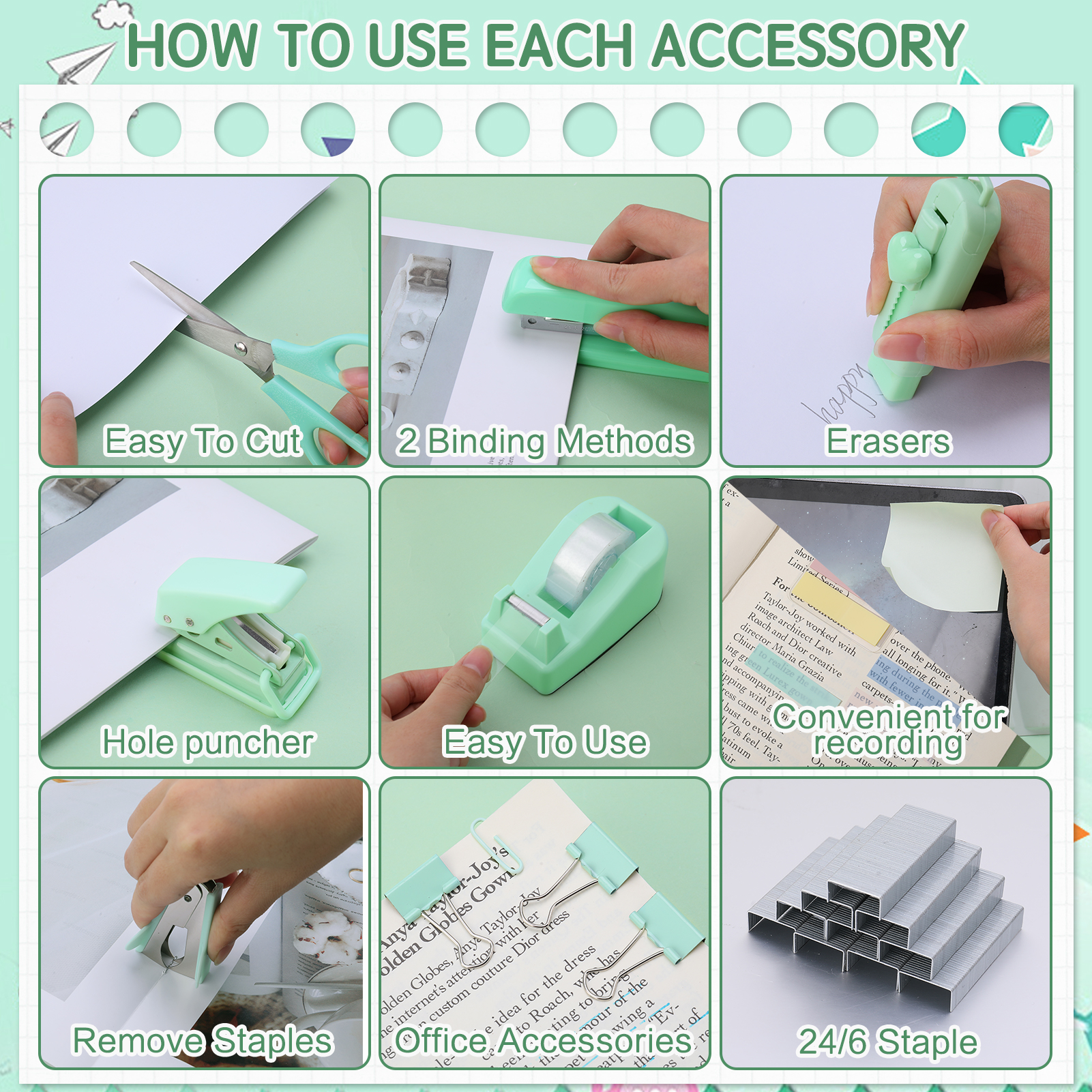 sixwipe 13-in-1 Teal Office Supplies Desk Organizer Kit photo 5