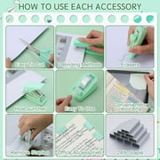 sixwipe 13-in-1 Teal Office Supplies Set & Desk Organizer Kit, Premium Stapler, Tape Dispenser, 1000 Staples, Scissors, Paper/Binder Clips, Ruler, Tabs, Stationery Starter Pack