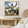 thumbnail image 2 of Kate and Laurel Sylvie Funny Animal Donkey Selfie Framed Canvas Wall Art by The Creative Bunch Studio, 22x22 Natural, Funny Cute Animal Art for Wall, 2 of 7