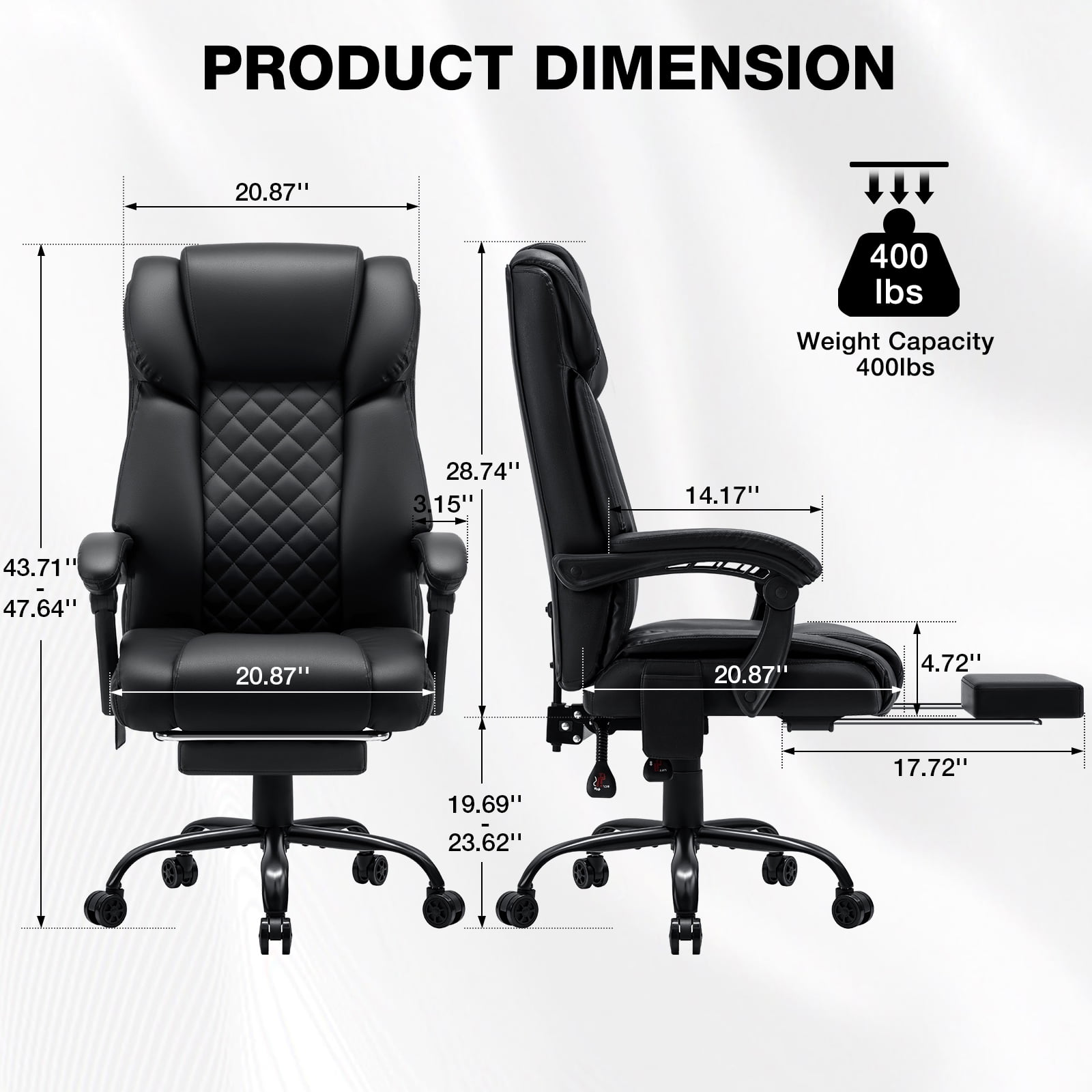 Hoffree Massage Office Chair 400LBS Executive Office Chair Massage and Footrest Big and Tall Office Chair with Heated Lumbar Support, Ergonomic Computer Desk Chair Reclining High Back Leather Office