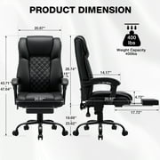 Hoffree Massage Office Chair 400LBS Executive Office Chair Massage and Footrest Big and Tall Office Chair with Heated Lumbar Support, Ergonomic Computer Desk Chair Reclining High Back Leather Office