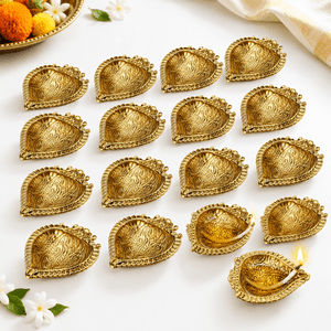20 Engraved Brass Diyas for Pooja Diwali Decoration and Return Gifts