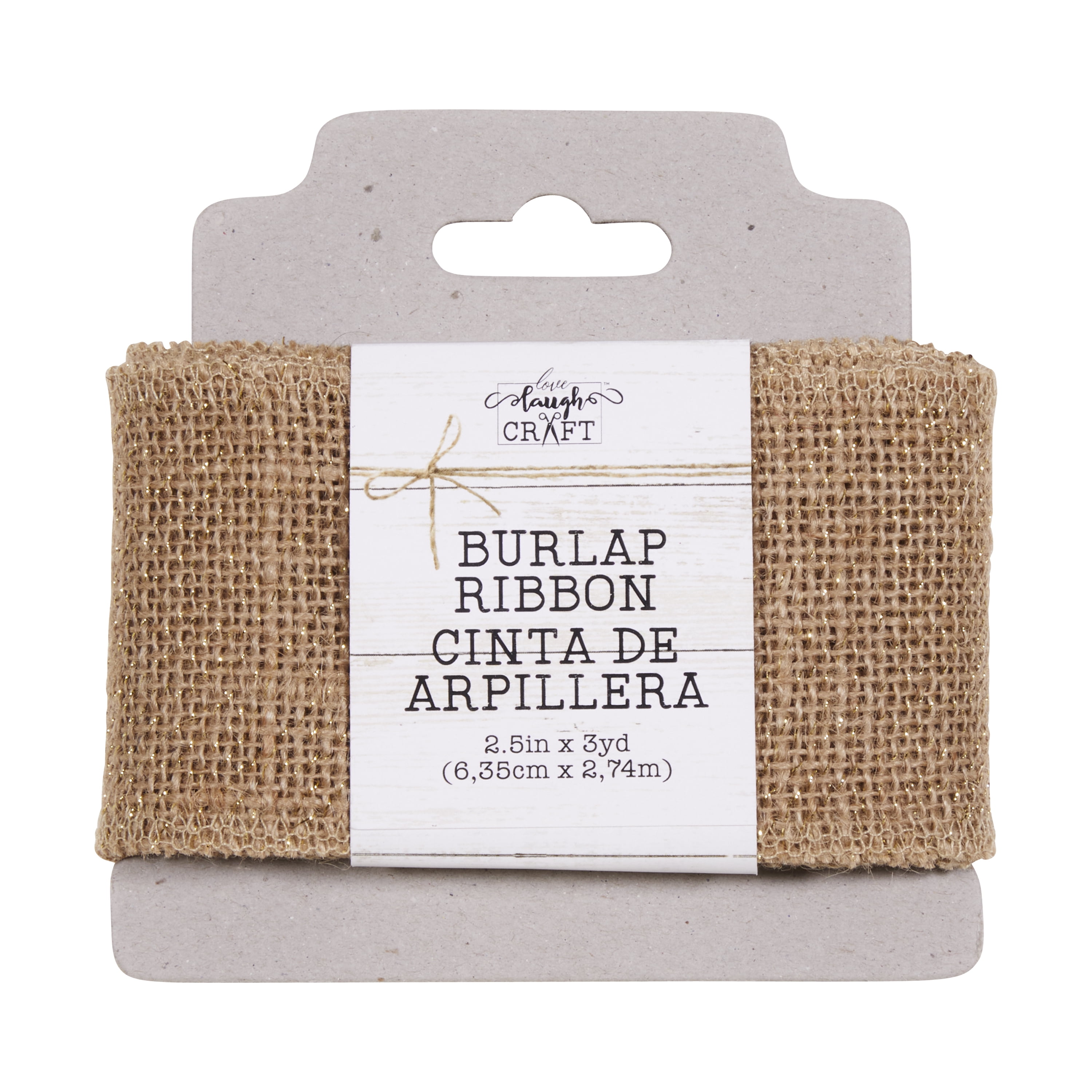Love, Laugh, Craft Natural Burlap Ribbon, 2.5"W x 3-Yds, Multi-color