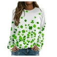 thumbnail image 1 of QIPOPIQ Chandails en Molleton à Manches Longues pour Femmes T-shirts de la Saint-Patrick T-shirt Shamrock T-shirt Vert Tee T-shirts de la Saint-Patrick Tunique Col Rond Hauts Amples Chandail en Molleton Chemises de Vacances T-Shirts Graphiques Offres, 1 of 5