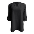 thumbnail image 6 of Endives Womens Linen Shirts 3/4 Length Sleeve Womens Shirt Blouses Spring Tops 2026 Beach Vacation Summer Black, 6 of 7