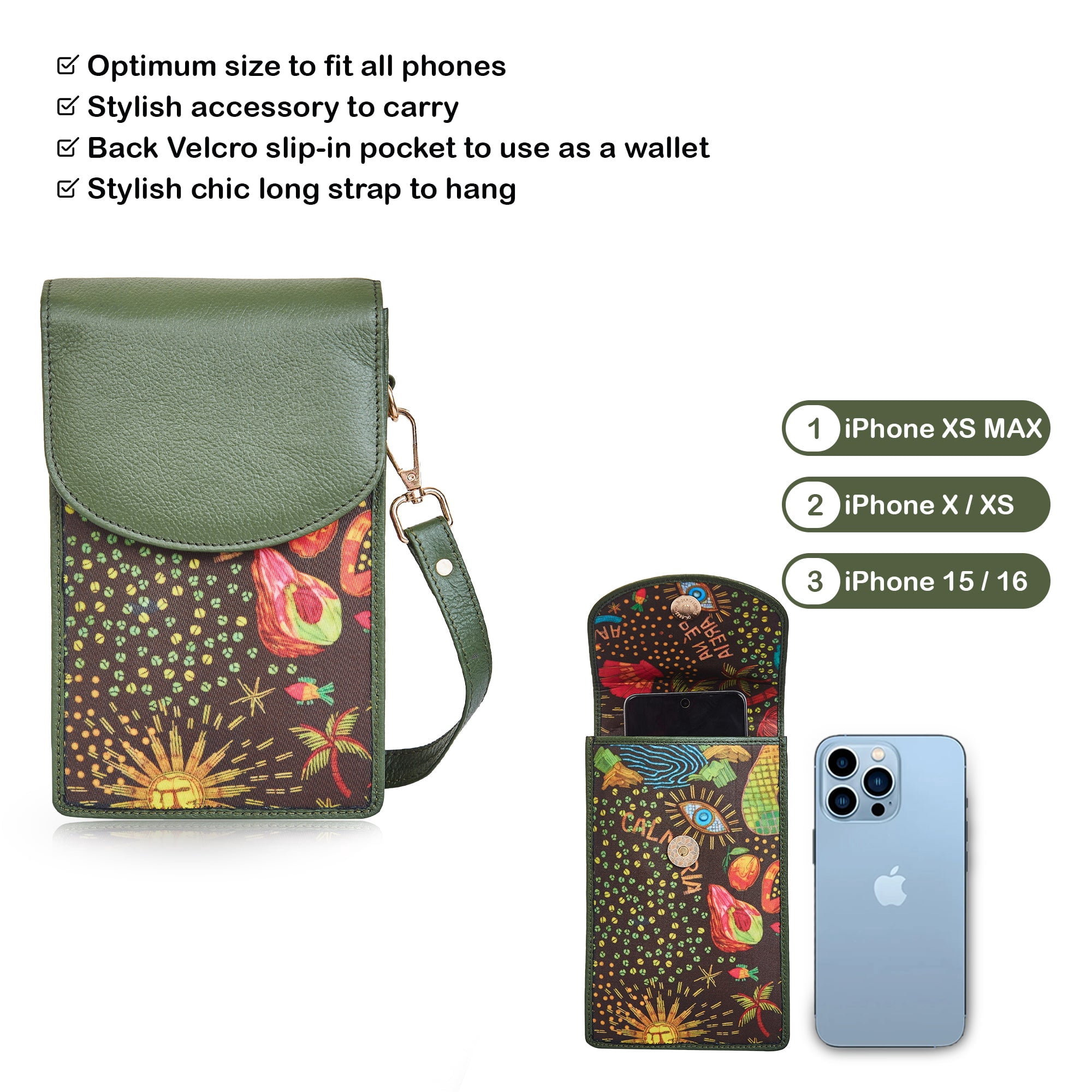 Sishka Hand Crafted Nylon & Leather Crossbody Sling Wallet – Women’s Phone Purse, Compact Shoulder Bag with Adjustable Strap