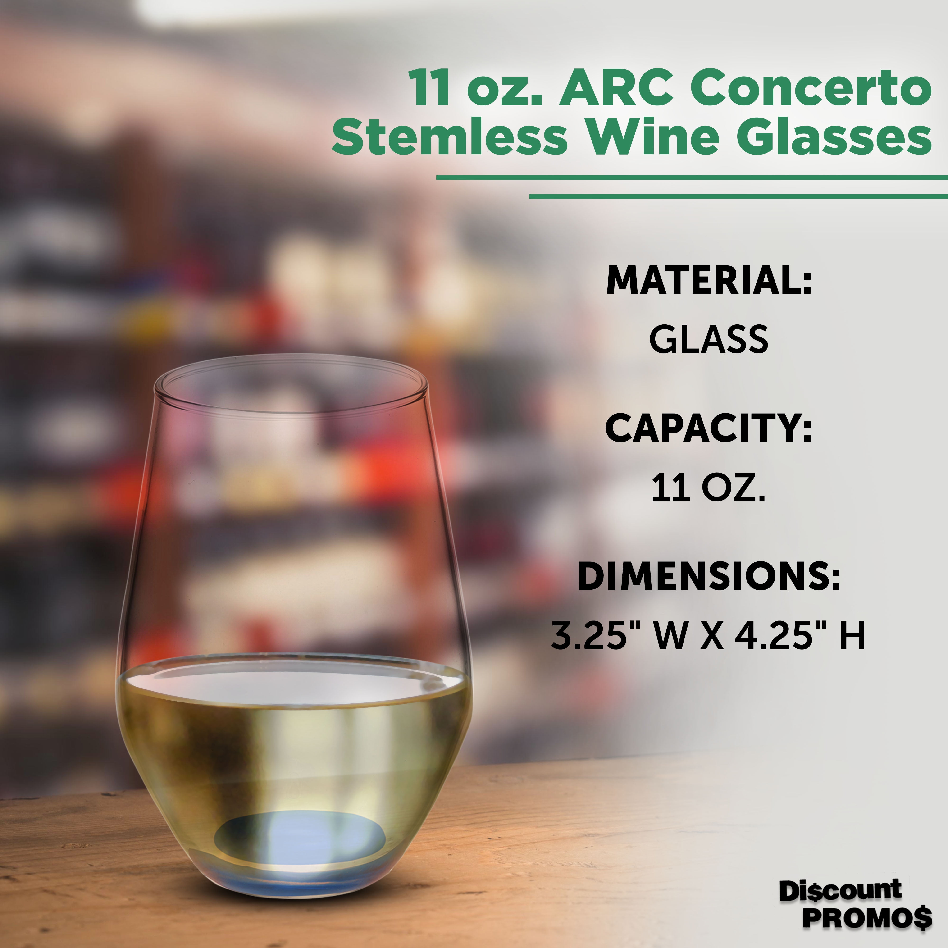Concerto Stemless Wine Glasses 11 oz. Set of 12, Bulk Pack - Restaurant Glassware, Perfect for Red Wine, White Wine or Cocktails - Blue
