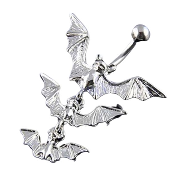 UDIYO Punk Flying Bats Dangle Barbell Belly Button Ring Navel Ring Body Piercing