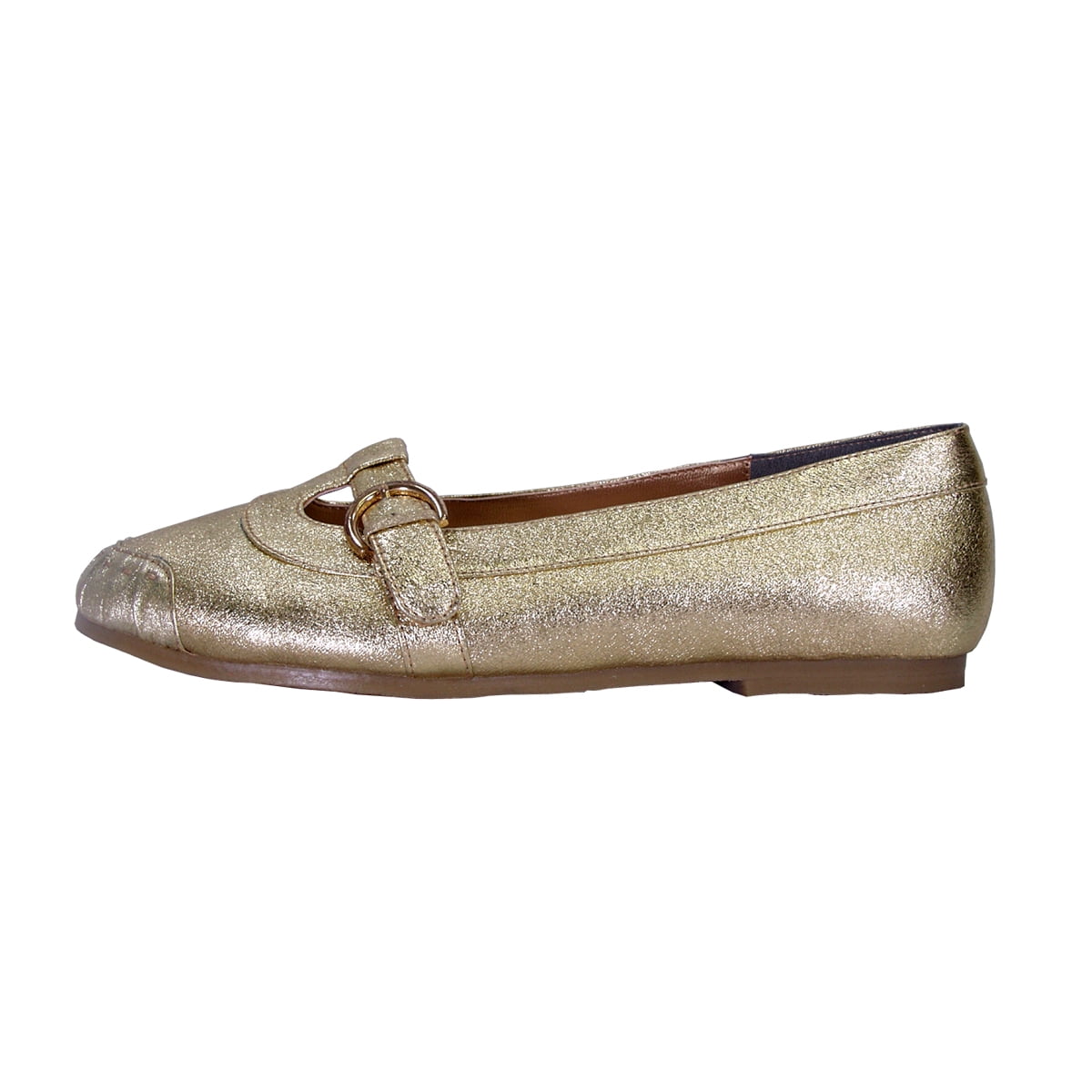 FLORAL Catlin Women Wide Width Slip On Casual Comfort Flats with Buckle GOLD 10