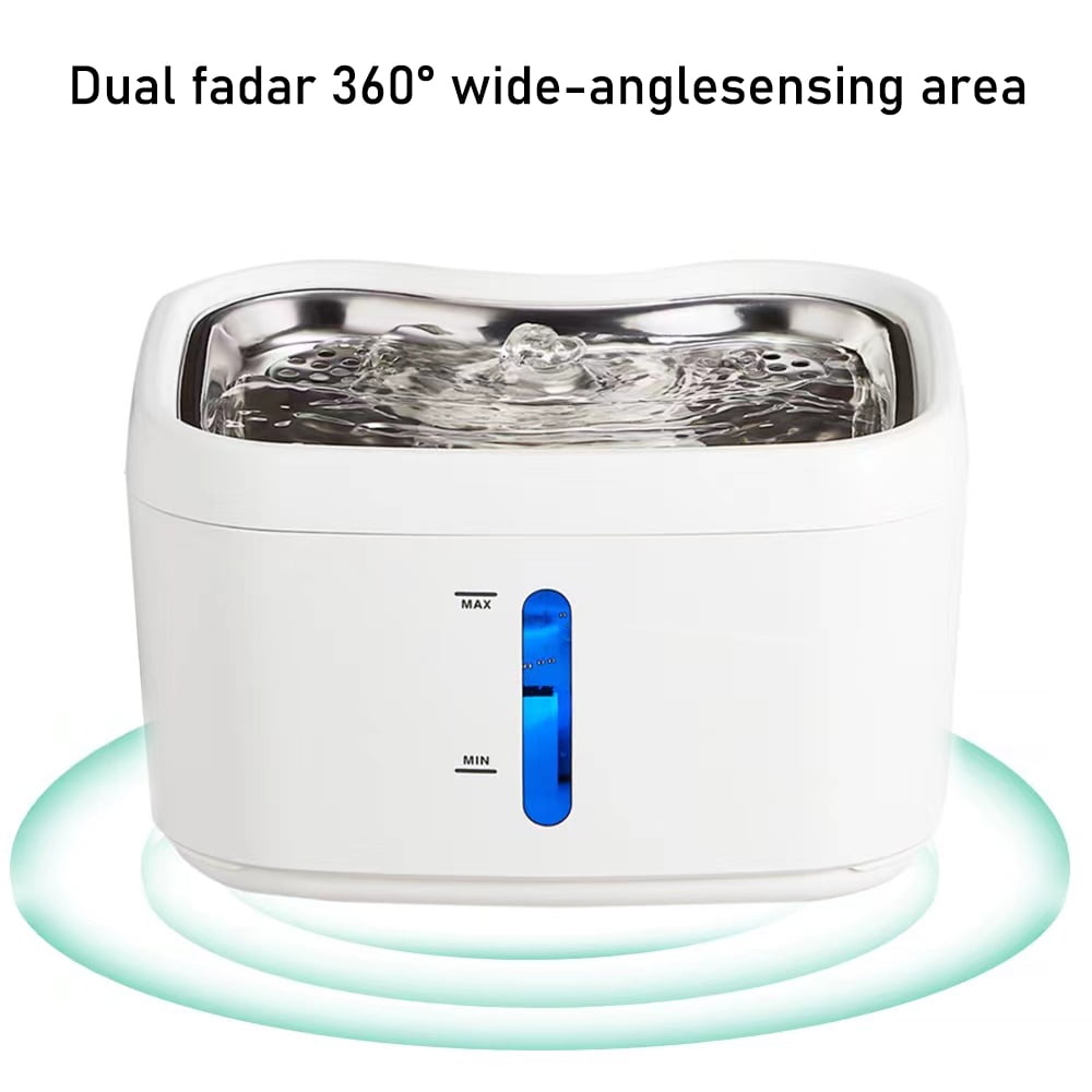 Cat Water Fountain with APP Wireless Connected 84oz/2.5L Automatic Pet Water Fountain with Stainless Steel Tray Weight Sensor