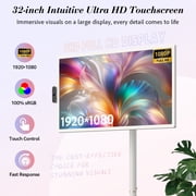ApoloSign 32 FHD Smart Portable TV on Wheels, Smart Screen & Rolling Monitor with Stand, Movable Touchscreen with Android 16 Google EDLA Certified, 128GB & 15000mAh Battery, Gen2