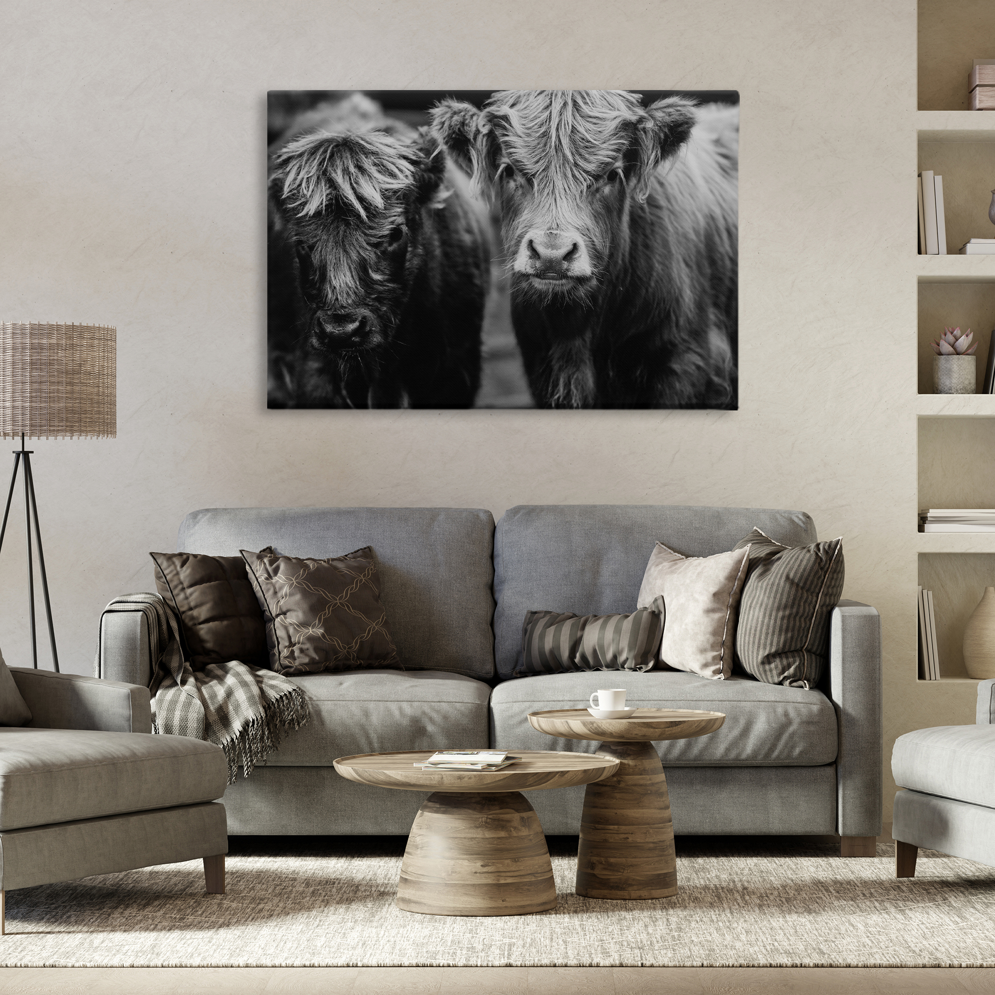 Cow Faces on Farm Canvas Wall Art, design by Amy Carroll