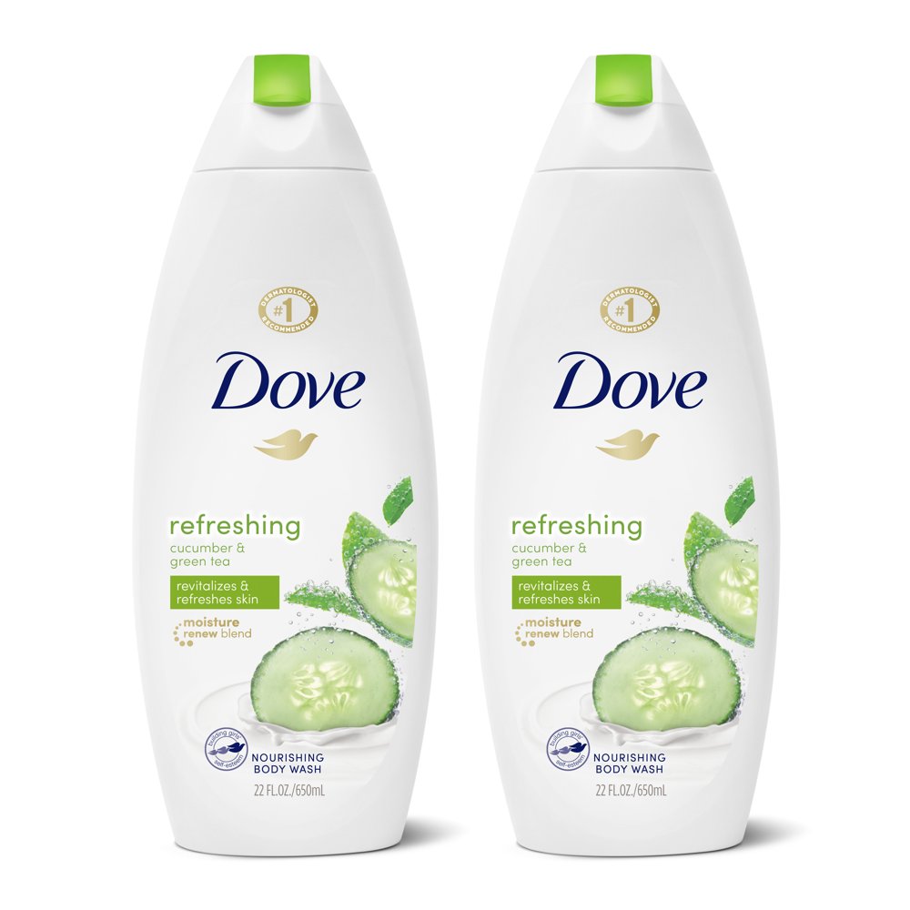 Dove Refreshing Body Wash Cucumber and Green Tea, 22 oz, 2 Count