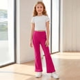thumbnail image 5 of VV AVEORS Girls Flare Leggings School Uniform Pants For Teen Girls Bell Bottoms Ruffle Trim Bootcut Pant Hot Pink 170, 5 of 6