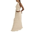thumbnail image 3 of Two Piece Maxi Skirt Sets for Women Summer Backless Halter Beach Top Long Skirt Going Out Set 2 Piece Outfits White XXL, 3 of 7