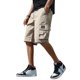 thumbnail image 1 of Pantalones cortos de carga para hombre, Shorts tácticos de trabajo, informales, con múltiples bolsillos, botones, holgados, pierna ancha hasta la rodilla, Verano, 1 of 4