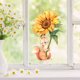 thumbnail image 1 of Decoración del hogar, decoración de habitaciones, decoración de paredes, adhesivo electrostático de pared con diseño de girasol y flor de vidrio, impresión a doble cara, adhesivo visible para escapara, 1 of 6