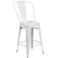 thumbnail image 1 of 24'' High White Metal Indoor-Outdoor Counter Height Stool with Back, 1 of 9