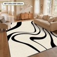 thumbnail image 4 of Multicolor Modern Abstract Wavy Swirl Curve Area Rug - Black and White, 4 of 9
