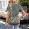 thumbnail image 4 of Summer T-Shirts for Women Fashion Non-Positioned Retro Floral Print Shirts V-Neck Short Sleeve Loose Blouses Tops, 4 of 7