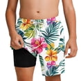 thumbnail image 2 of hengsof Boys' Summer Printed Beach Swim Trunks Stylish Double Layered Comfortable Drawstring Elastic Waistband Beach Sports Casual Shorts with Pockets, 2 of 5