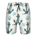 thumbnail image 3 of Honeii's Anchors And Shells Print Men's Casual Shorts with Drawstring，Swim Trunks Quick Dry Beach Shorts, 3 of 5