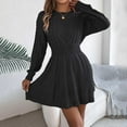 thumbnail image 7 of Ediodpoh Knitted Dress Women's Round Neck Elegant Tunic Winter Sweater A Line Mini Dress Sweater Dress for Fall and Winter Fashion Black S, 7 of 7