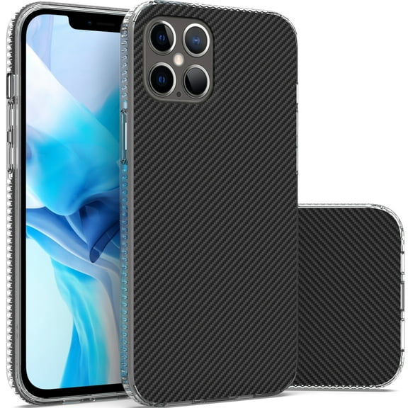 CoverON Apple iPhone 12 Pro Max Case (6.7"), Slim Lightweight Scratch Resistant Glossy Cover bumper Grip, Carbon Fiber