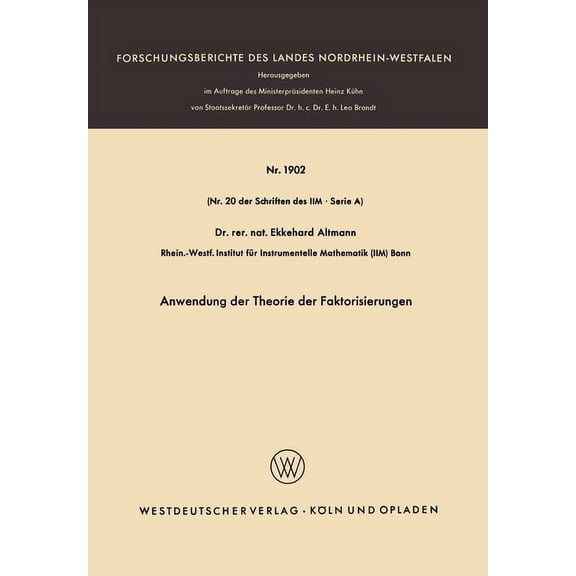 Anwendung der Theorie der Faktorisierungen, (Paperback)