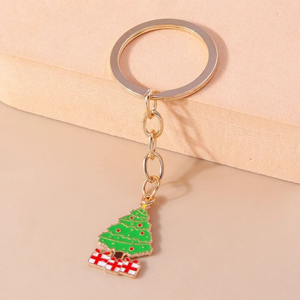 LLavero de árbol de Navidad esmaltado de dibujos animados, colgante de ciervo y alce para llavero de coche, decoración de bolso, dijes DIY, regalos X'mas