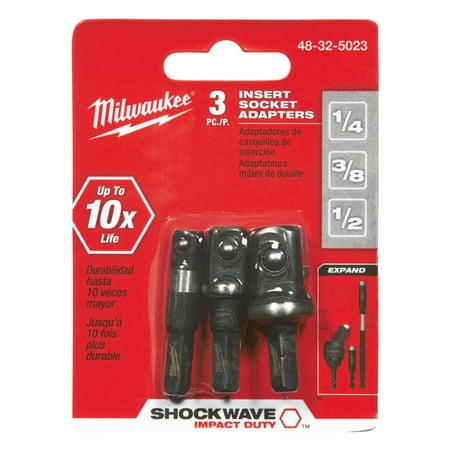 Hex Shockwave Impact Adapter - Milwaukee 48-32-5023 SHOCKWAVE 3 Pc Insert Socket Adapter Set