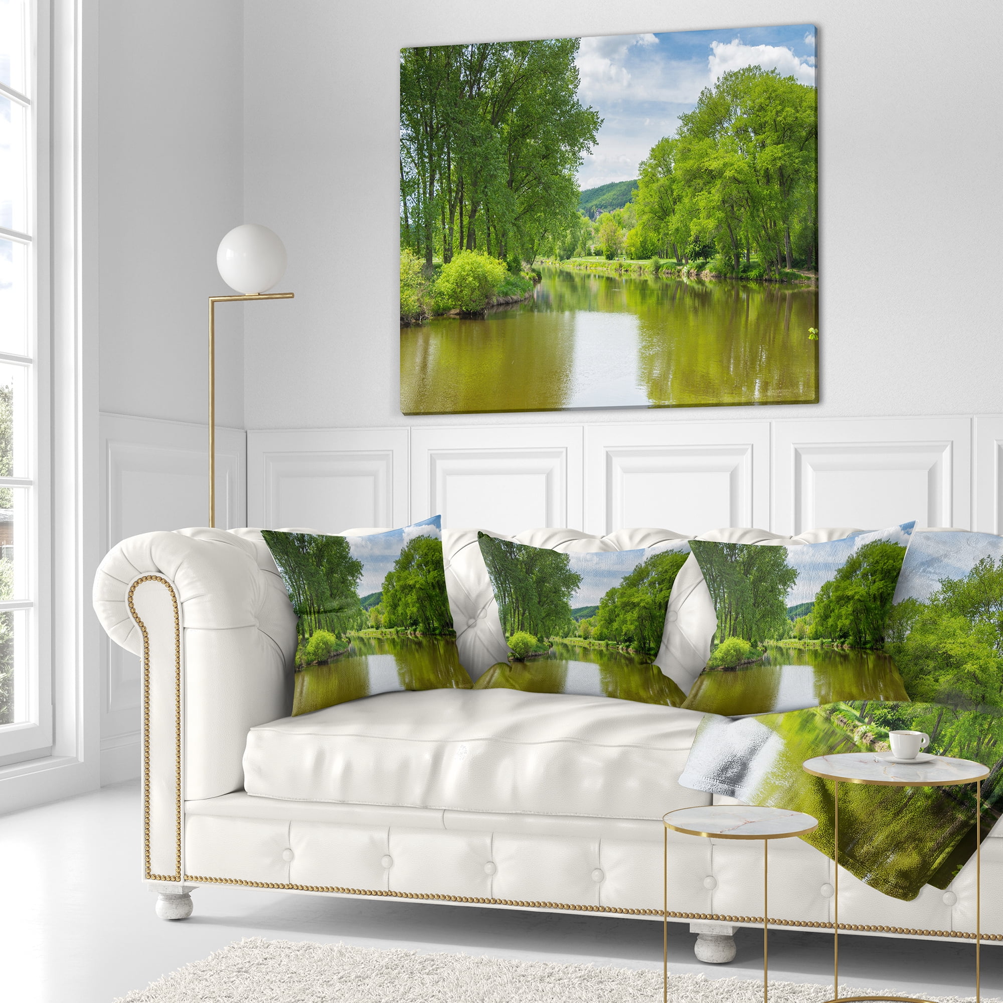 Designart Beautiful Summer with Green Grass - Landscape Printed Throw Pillow - 18x18